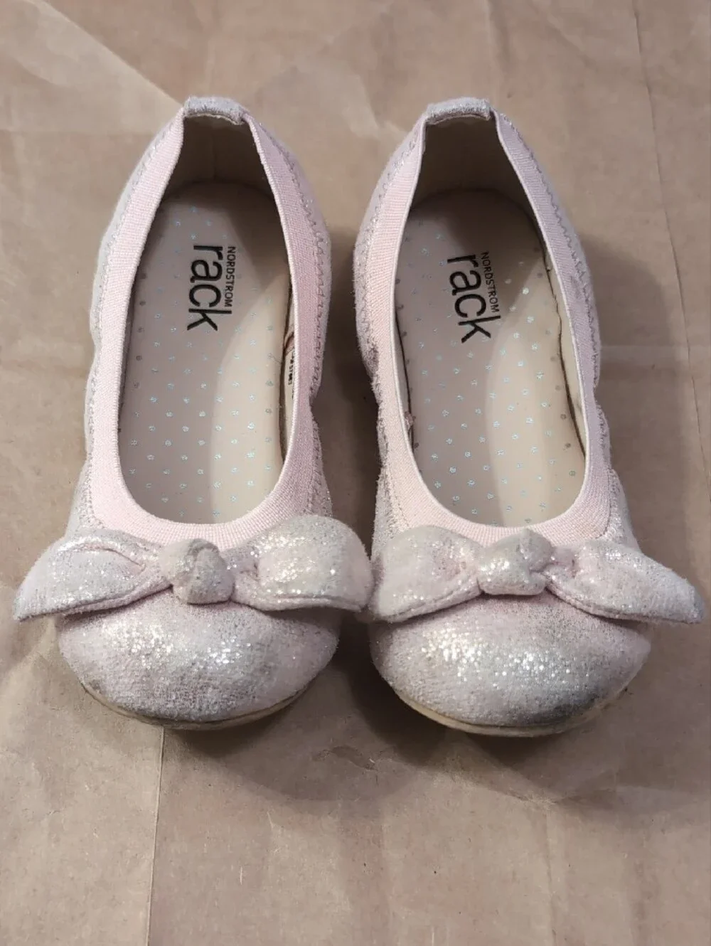 Girls Sparkle Mary Jane and Bow Ballet Flats - Pink & Ivory